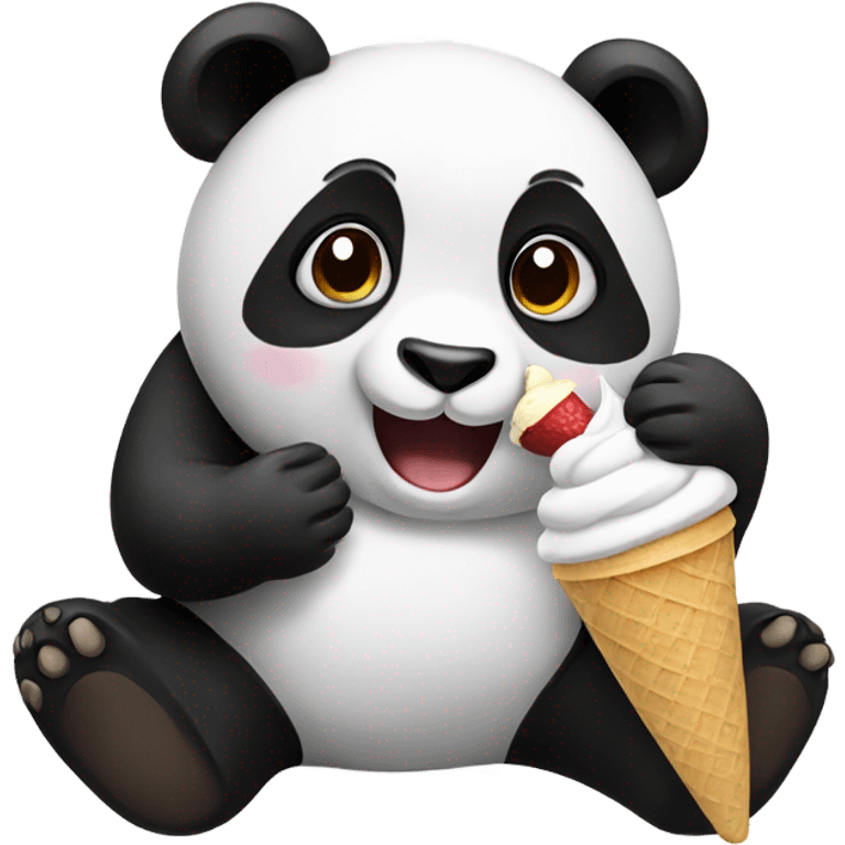 Panda eating ice cream emoji