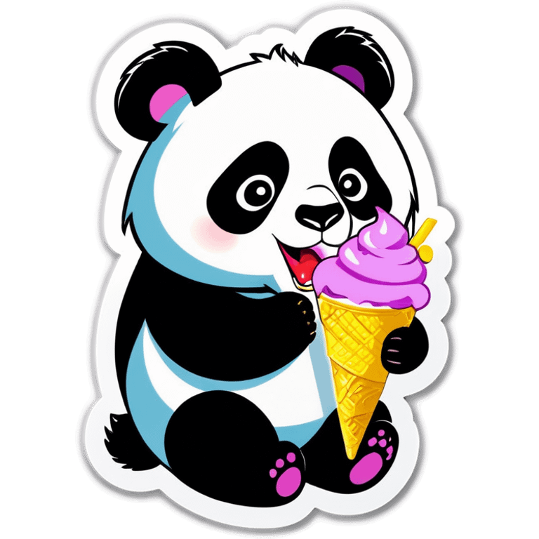 Panda eating ice cream emoji