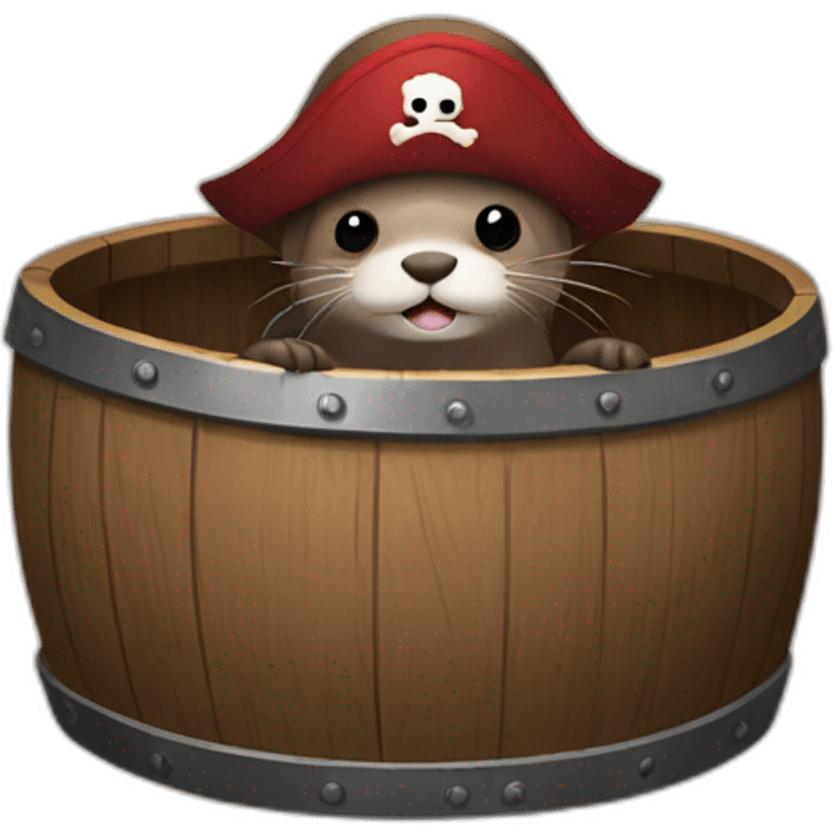 cute otter dressed as a pirate hiding in a barrel emoji