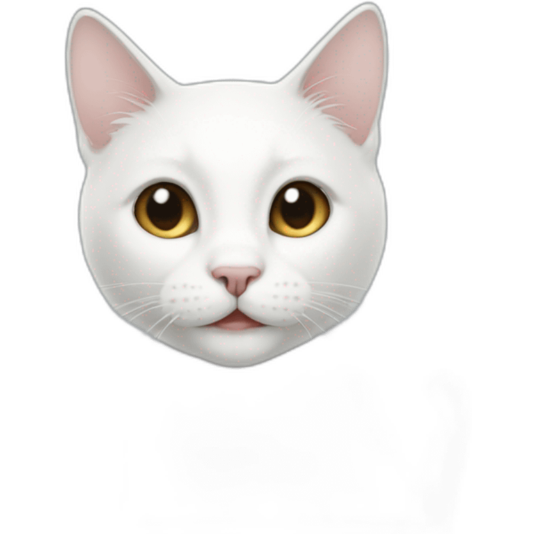 white cat black ear Saying hi emoji