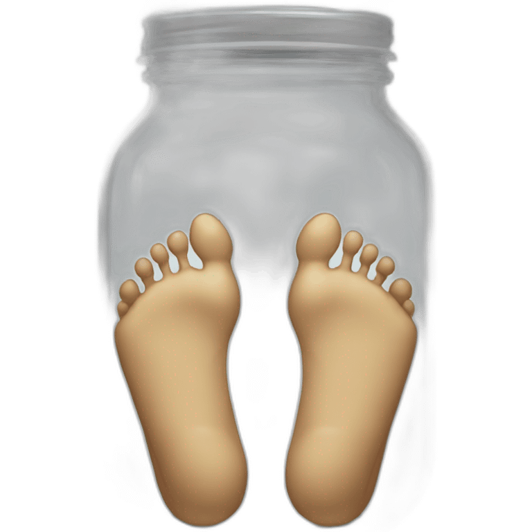 an empty glass jar squeezed +in-between human feet,-inside,-in-the-jar,-nsfw,-genitals emoji