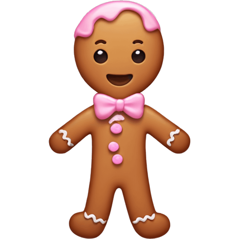 cute gingerbread man, with pastel pink frosting emoji