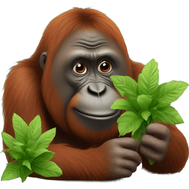 fat orangutan eating weeds emoji