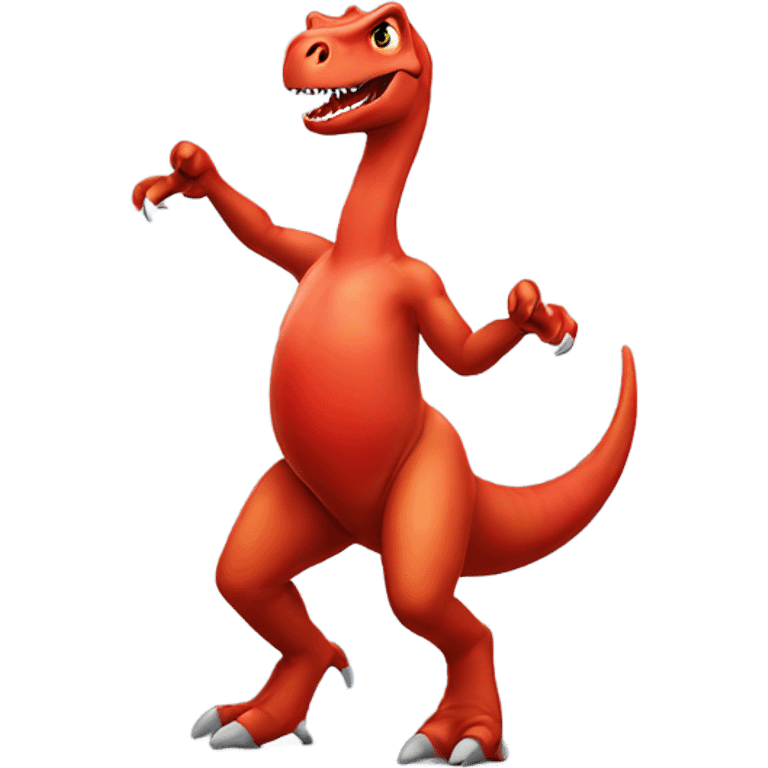 Dinosaur with red boots dancing  emoji