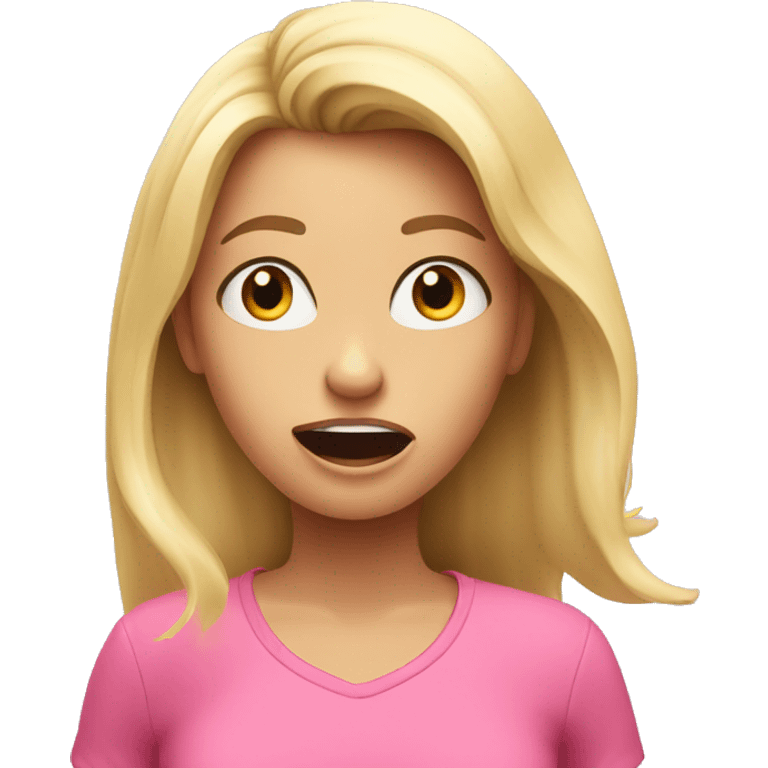 Shocked blonde girl in pink top emoji