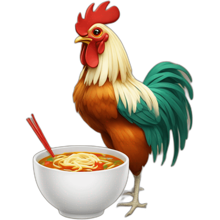 rooster eating noodle soup emoji