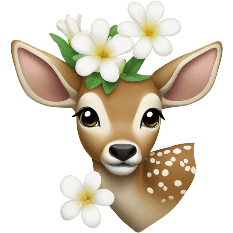 deer with a white flower behind its ear emoji