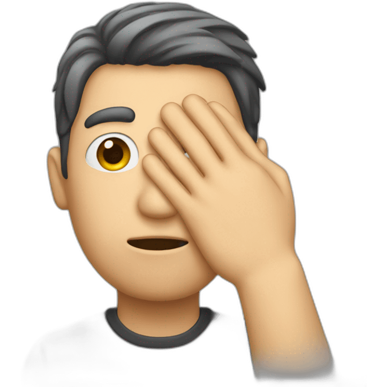 a man hides his face with his hand emoji