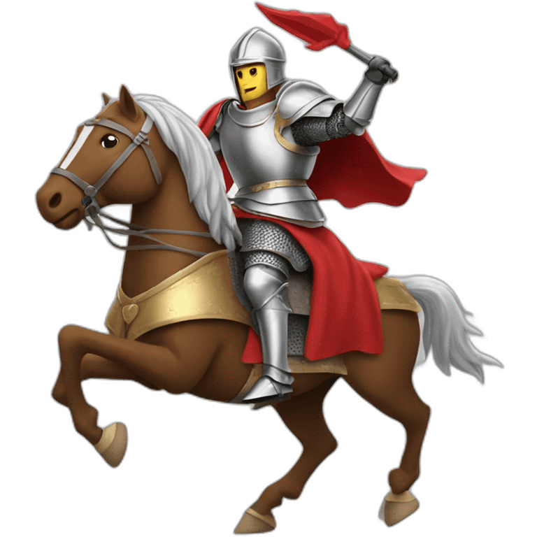 middle age knight riding a horse in  battle emoji