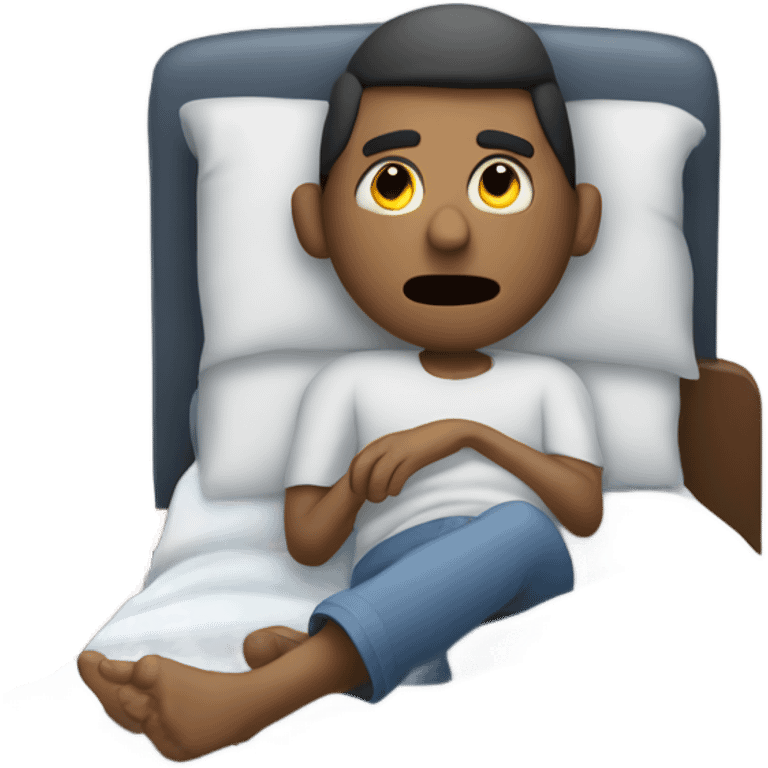 Man laying in bed watching tv emoji