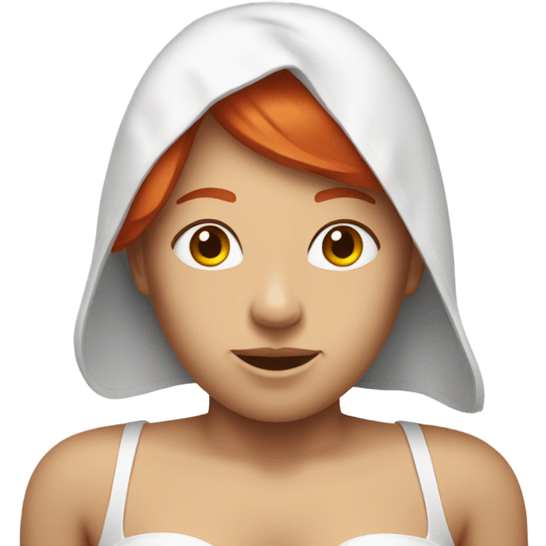 Red hair white big bikini emoji