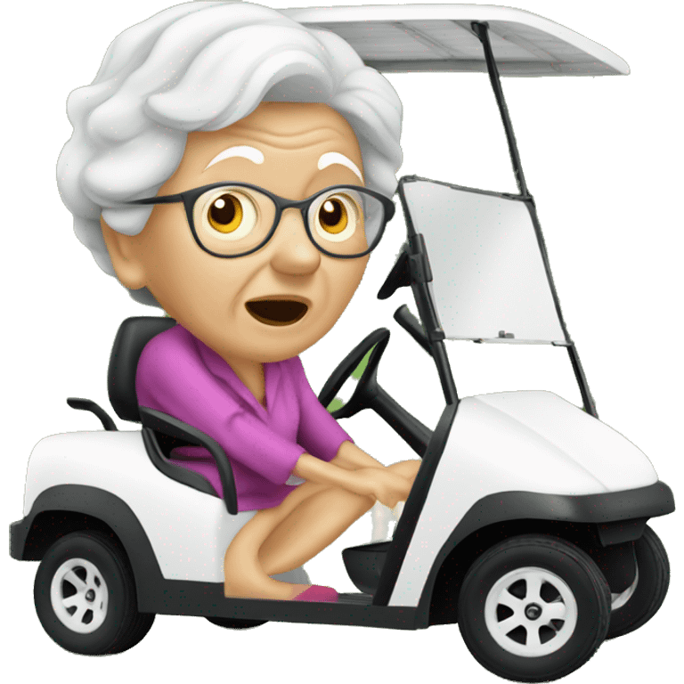 Old lady in golf cart crashed against tree emoji