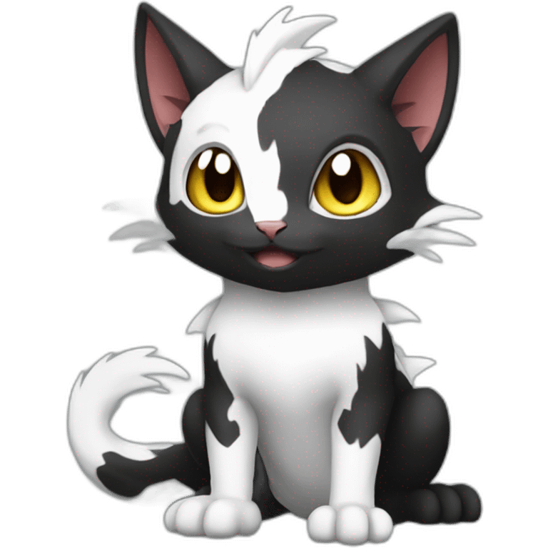 Sitting-Black-and-White-cat-dragon-type-pokemon emoji