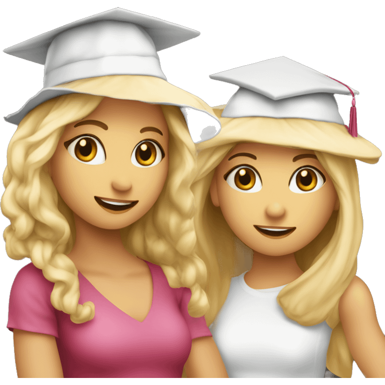 due ragazze con il cappello di laurea, una bionda e una mora emoji