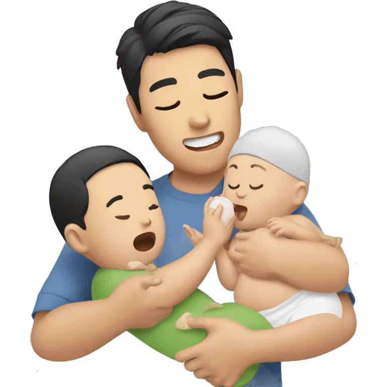 Asian man feeding a baby emoji