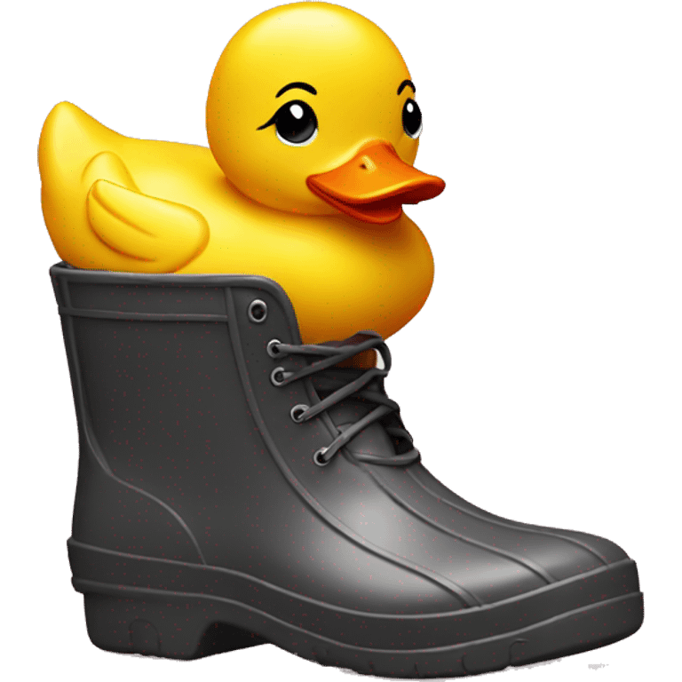 Yellow rubber duck wearing rainboots emoji