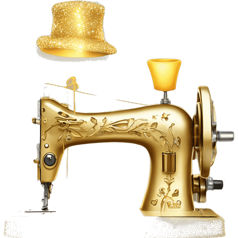 Gold and diamond King's Favorite Sewing Machine and mannequin with diamonds everywhere as if it glows like a personal gift from God emoji