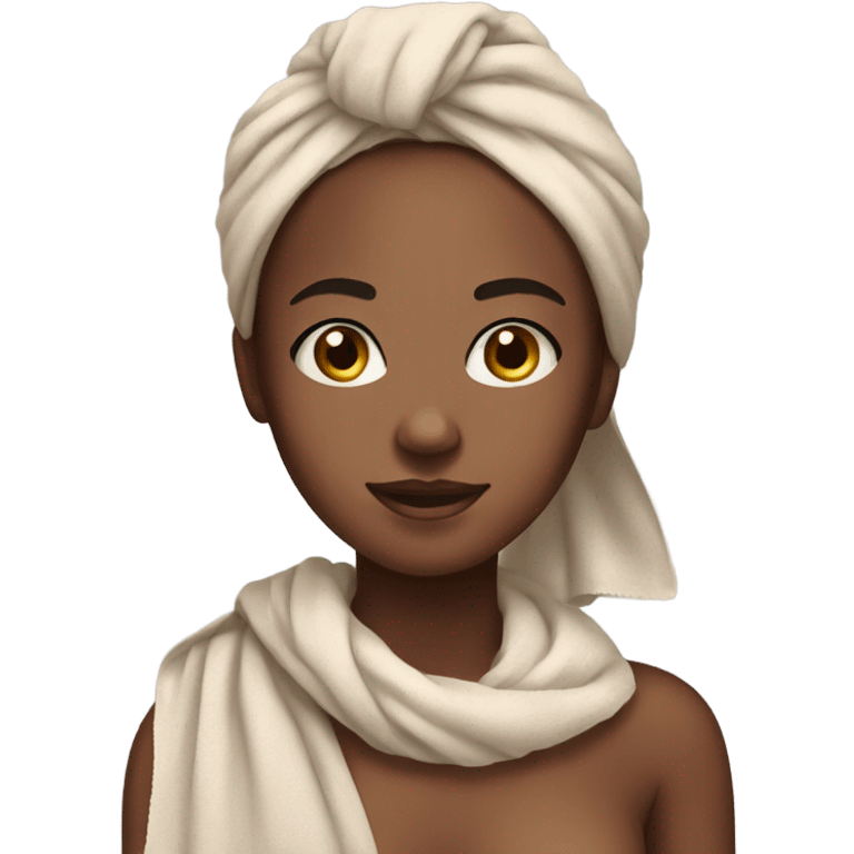 Brown skin girl wearing towel emoji