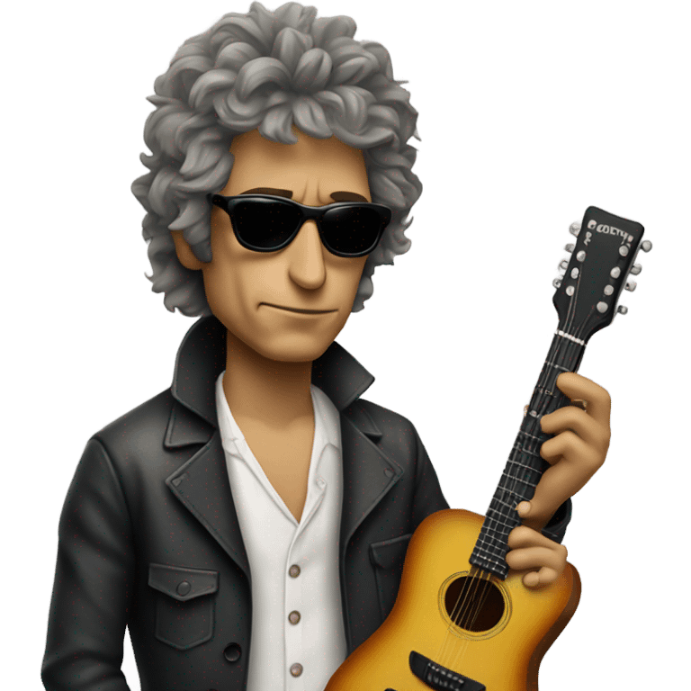 bob dylan with sunglases and guitar emoji