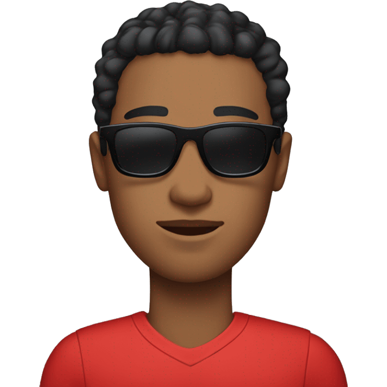 Lightskin black man with a shape up and brace sunglasses with a red outfit  emoji