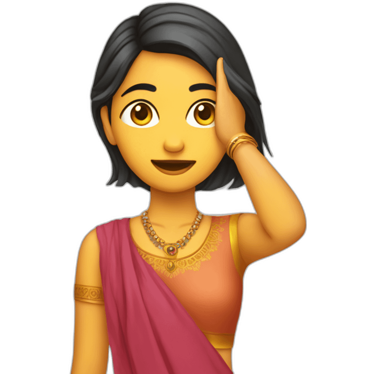 indian Gujarati teenager holding up a L with her hand on her her forehead emoji