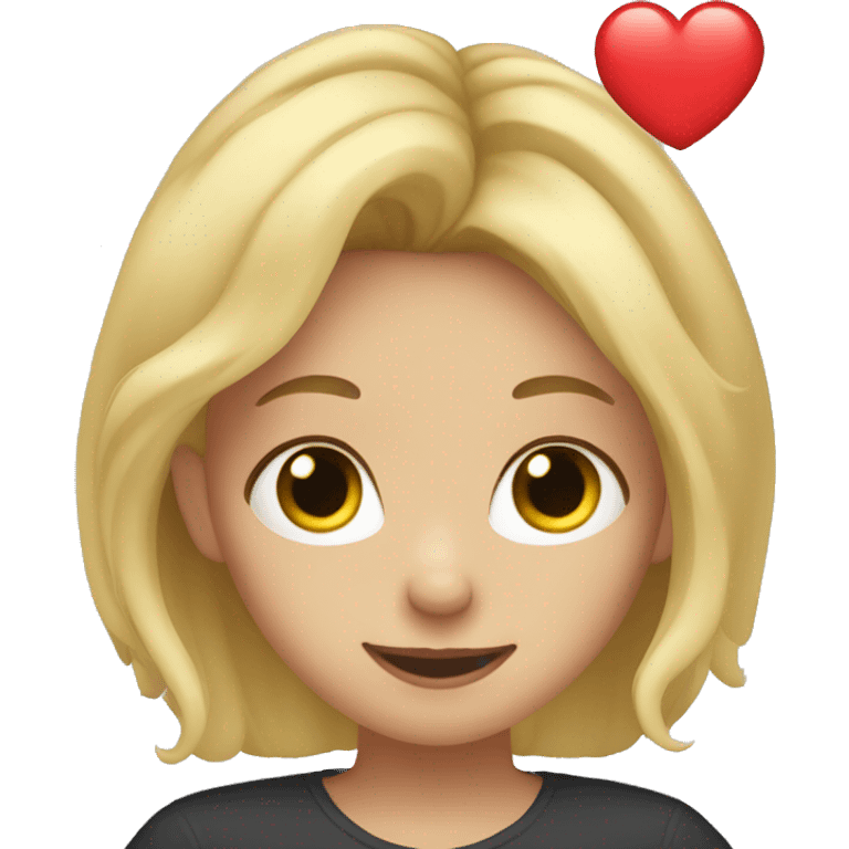 a blonde girl making a heart with her hands emoji