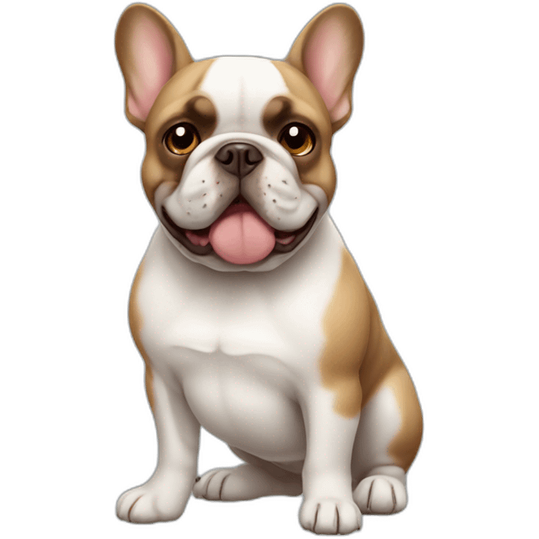 white and brown fat french bulldog emoji