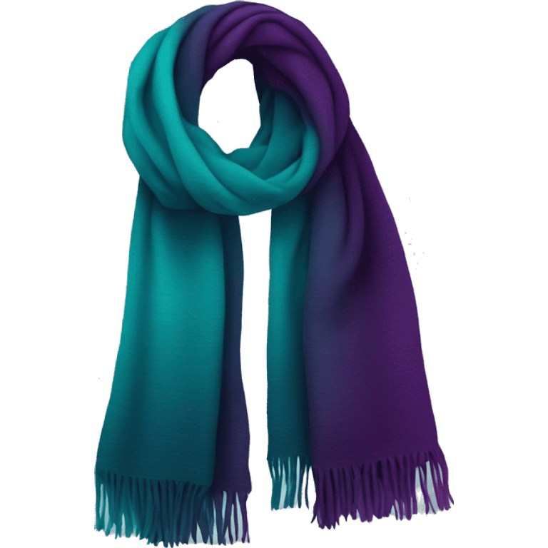 Realistic dark turquoise to dark purple ombre winter scarf isolated. emoji