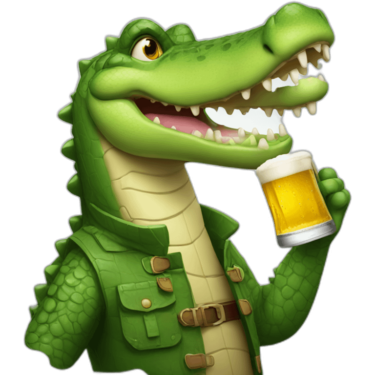 Crocodile drinking beer emoji