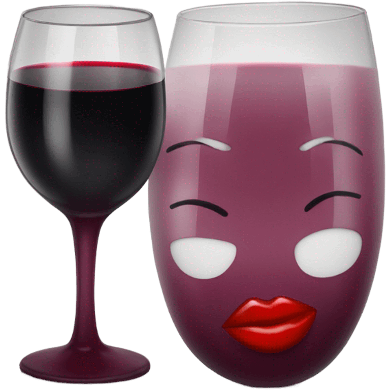 Red Wine glass with red lipstick stain  emoji