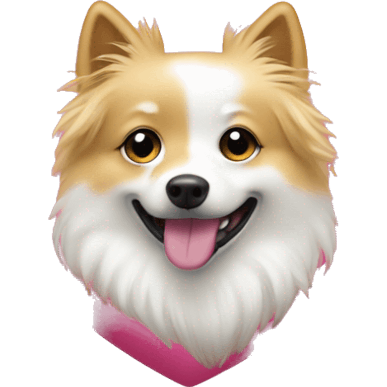 White and blonde spots spitz in a pink heart emoji