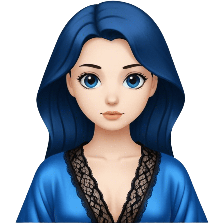 Blue silk black lace robe emoji