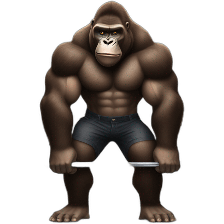 Gorilla lifting weights with Dwayne the rock Johnson emoji