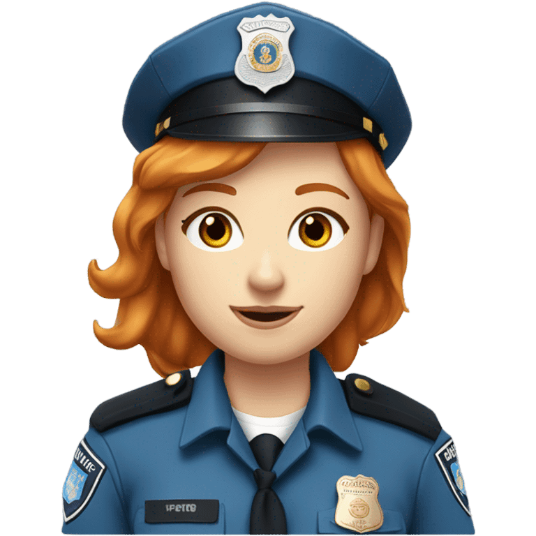 face of ginger girl police officer teen cute blue uniform  policia badge brown eyes emoji