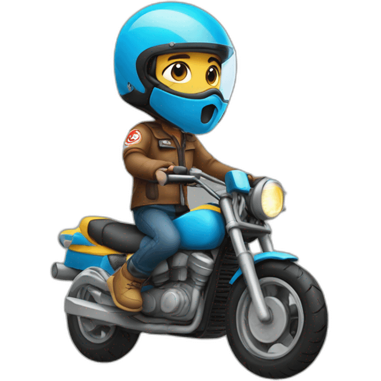 Kid on motor bike with wearing helmet and shoes emoji