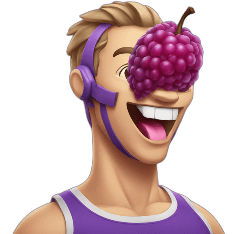 purple fruit tongue out sweating gym emoji