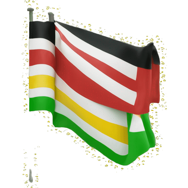 flag with 5 layers. 1st layer full plain red, 2nd layer full plain yellow, 3rd broader than all in white, 4th layer green and 5th layer black. emoji