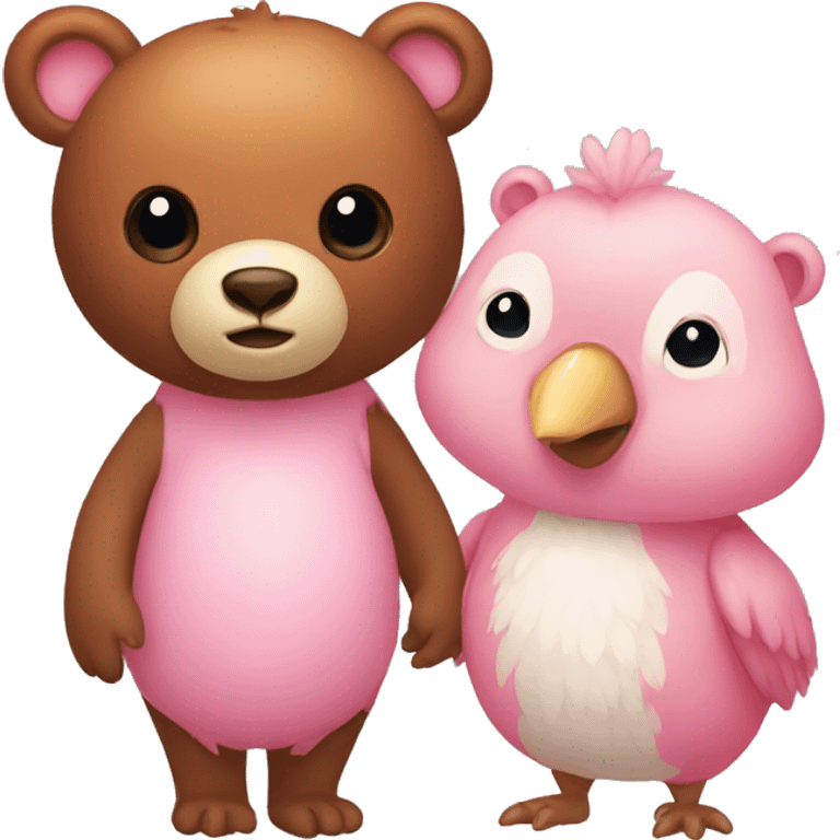 a brown bear and a light pink dodo  emoji