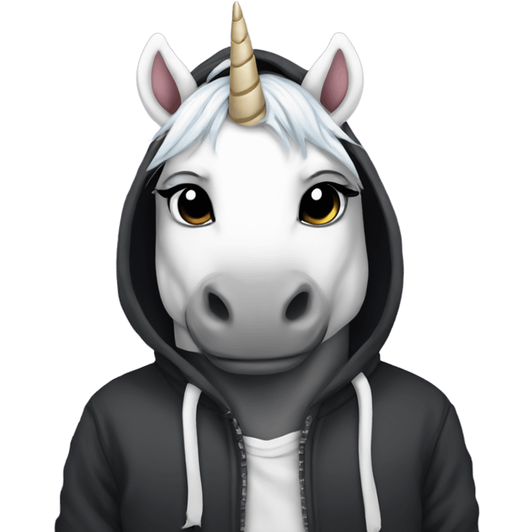 Emo unicorn with hoodie on emoji