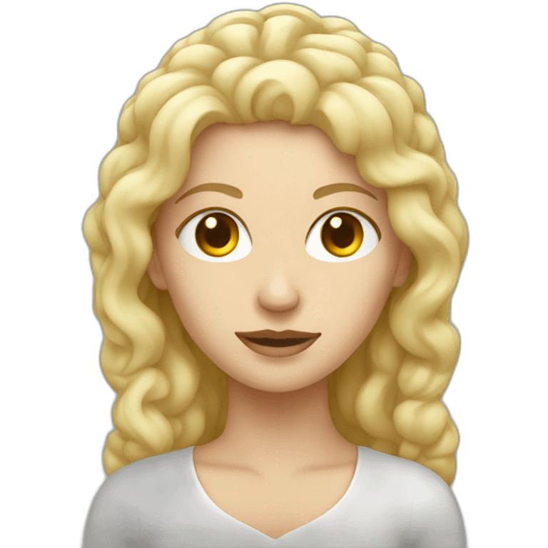 blonde woman holding a brain emoji