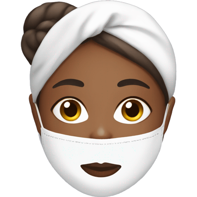 Brown skin Lady with face mask spa beauty full face relaxing emoji