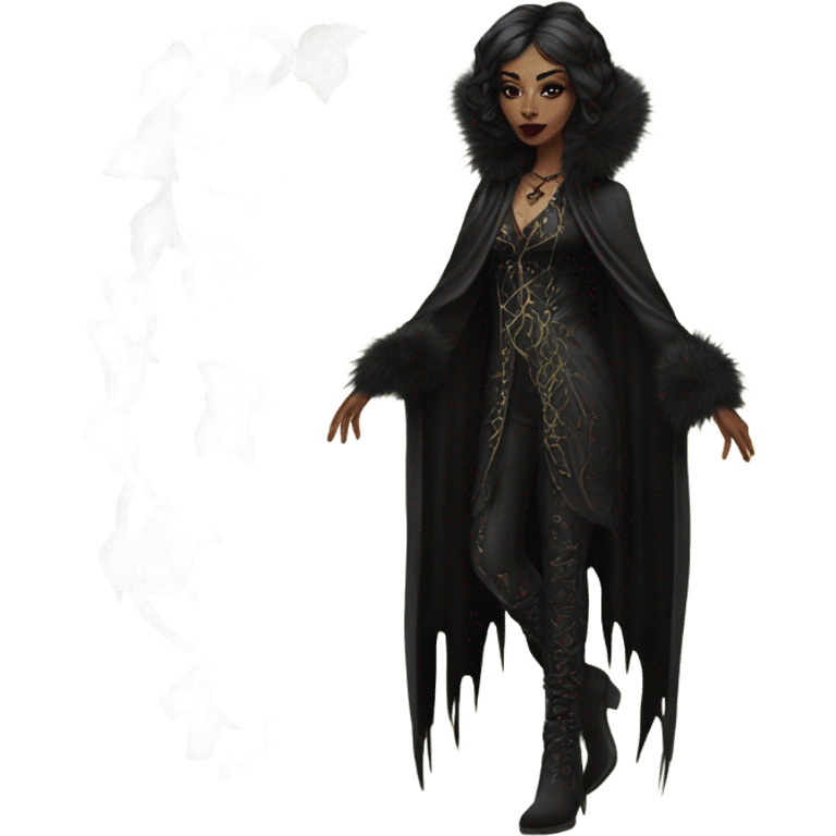 the morrigan goth woman version vines style furr robe stylish boots emoji