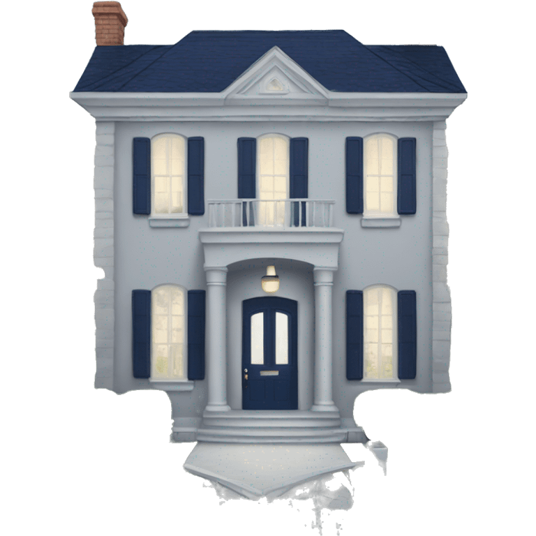 Light gray mansion with navy blue front door  emoji