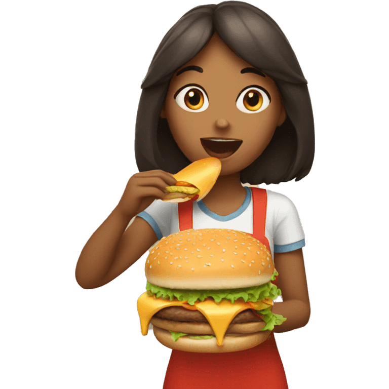 Girl eating burger emoji