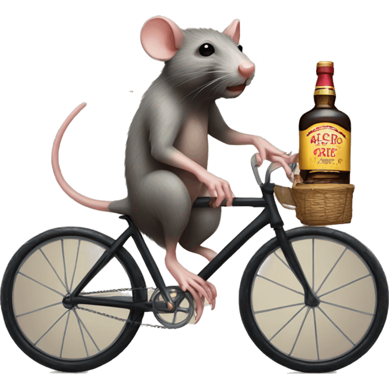 rat with abs and a bicycle holds whiskey emoji