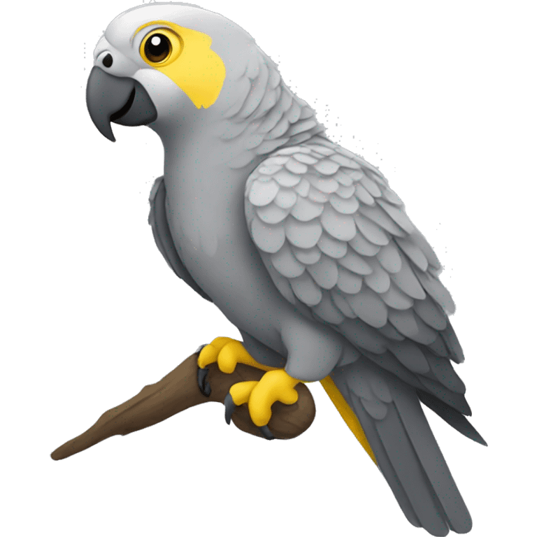 Grey parrot with yellow  emoji