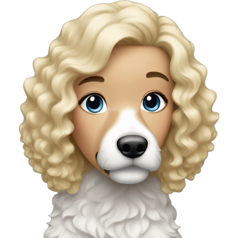 pretty blonde lady with a bernedoodle that is black and white emoji