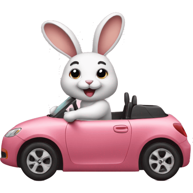 Rabbit driving car emoji