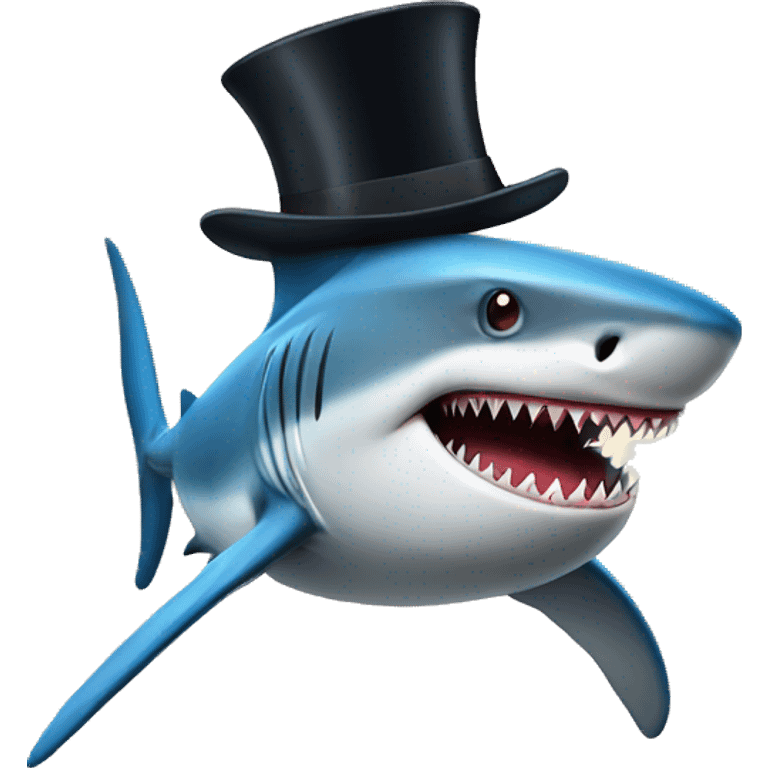 Shark with a top hat emoji