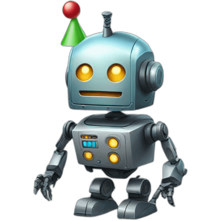 robot with partyhat emoji